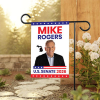Mike Rogers For Michigan Senate 2026 Garden Flag, Double Sided, 2026 Senate Flag, Elections Flag, Race Red White & Blue Flag