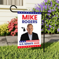 Mike Rogers For Michigan Senate 2026 Garden Flag, Double Sided, 2026 Senate Flag, Elections Flag, Race Red White & Blue Flag