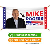 Mike Rogers For Michigan U.S. Senate Banner Sign, 13 oz Waterproof US Senate Election 2026, Senate Vinyl Banner With Metal Grommets