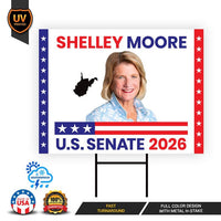 Shelley Moore Capito For West Virginia Senate 2026 Yard Sign, Corrugated Senate Election, Race Red White & Blue Yard Sign with Metal H-Stake