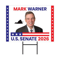 Mark Warner For Virginia Senate 2026 Yard Sign, Corrugated Plastic Senate Elections, Race Red White & Blue Yard Sign with Metal H-Stake