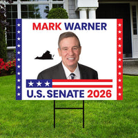 Mark Warner For Virginia Senate 2026 Yard Sign, Corrugated Plastic Senate Elections, Race Red White & Blue Yard Sign with Metal H-Stake