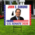 John E. Sununu For New Hampshire Senate 2026 Yard Sign, Corrugated Senate Elections, Race Red White & Blue Yard Sign with Metal H-Stake