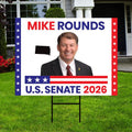 Mike Rounds For South Dakota Senate 2026 Yard Sign, Corrugated Plastic Senate Elections, Race Red White & Blue Yard Sign with Metal H-Stake
