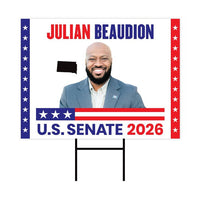 Julian Beaudion For South Dakota Senate 2026 Yard Sign, Corrugated Senate Elections, Race Red White & Blue Yard Sign with Metal H-Stake