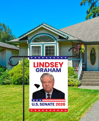 Lindsey Graham For South Carolina Senate 2026 Garden Flag, Double Sided, 2026 Senate Flag, Elections Flag, Race Red White & Blue Flag