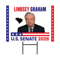 Lindsey Graham For South Carolina Senate 2026 Yard Sign, Corrugated Senate Elections, Race Red White & Blue Yard Sign with Metal H-Stake