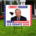 Lindsey Graham For South Carolina Senate 2026 Yard Sign, Corrugated Senate Elections, Race Red White & Blue Yard Sign with Metal H-Stake