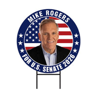 Mike Rogers For Michigan Senate 2026 Yard Sign, Corrugated Plastic Senate Elections, Race Red White & Blue Yard Sign with Metal H-Stake
