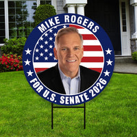 Mike Rogers For Michigan Senate 2026 Yard Sign, Corrugated Plastic Senate Elections, Race Red White & Blue Yard Sign with Metal H-Stake