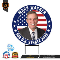 Mark Warner For Virginia Senate 2026 Yard Sign, Corrugated Plastic Senate Elections, Race Red White & Blue Yard Sign with Metal H-Stake