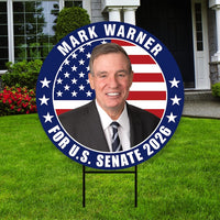 Mark Warner For Virginia Senate 2026 Yard Sign, Corrugated Plastic Senate Elections, Race Red White & Blue Yard Sign with Metal H-Stake