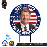 Mike Rounds For South Dakota Senate 2026 Yard Sign, Corrugated Plastic Senate Elections, Race Red White & Blue Yard Sign with Metal H-Stake