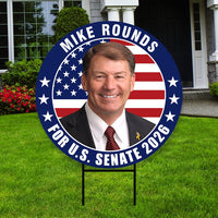Mike Rounds For South Dakota Senate 2026 Yard Sign, Corrugated Plastic Senate Elections, Race Red White & Blue Yard Sign with Metal H-Stake