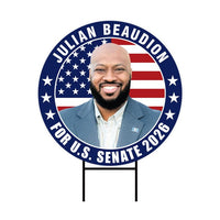 Julian Beaudion For South Dakota Senate 2026 Yard Sign, Corrugated Senate Elections, Race Red White & Blue Yard Sign with Metal H-Stake