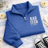 Custom RAD Tech Embroidered Quarter Zip Sweatshirt, Personalized Radiologic Technologist Pullover, X Ray Tech Gift Healthcare Apparel