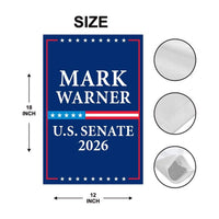 Mark Warner For Virginia Senate 2026 Garden Flag, Double Sided, 2026 Senate Flag, Elections Flag, Anti-Trump, Race Red White & Blue Flag