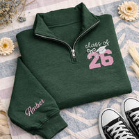 Class of 2026 Embroidered Quarter Zip Sweatshirt, Senior Graduation Pullover, Custom Grad Gift for High School College
