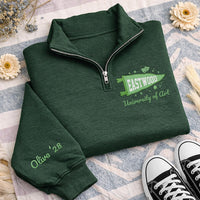Custom University Embroidered Quarter Zip Sweatshirt, Personalized College Logo Pullover, School Spirit Gift, Campus Apparel Students
