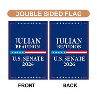 Julian Beaudion For South Dakota Senate 2026 Garden Flag, Double Sided, 2026 Senate Flag, Elections Flag, Race Red White & Blue Flag