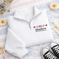 EMS Dispatcher Embroidered Quarter Zip Sweatshirt, 911 Personalized Name Pullover, Emergency Services Gift, First Responder Apparel