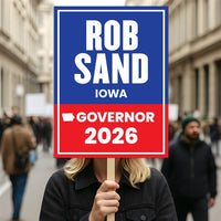 Rob Sand For Iowa Governor 2026 Election Sign, Political Campaign Sign, Democratic party, Governor Election 2026 Race Poster Sign