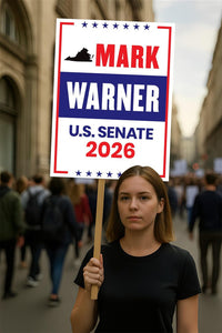 Mark Warner For Virginia Senate 2026 Election Sign, Anti-Trump Sign, Political Campaign Sign, Senate Election 2026 Race Poster Sign