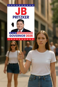 JB Pritzker For Illinois Governor 2026 Election Sign, Political Campaign Sign, Democratic party, Governor Election 2026 Race Poster Sign