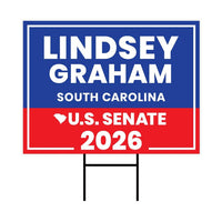 Lindsey Graham For South Carolina Senate 2026 Yard Sign, Corrugated Senate Elections, Race Red White & Blue Yard Sign with Metal H-Stake