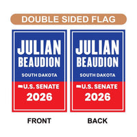 Julian Beaudion For South Dakota Senate 2026 Garden Flag, Double Sided, 2026 Senate Flag, Elections Flag, Race Red White & Blue Flag