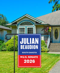Julian Beaudion For South Dakota Senate 2026 Garden Flag, Double Sided, 2026 Senate Flag, Elections Flag, Race Red White & Blue Flag