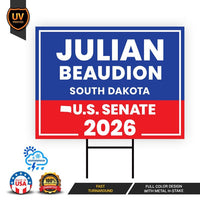 Julian Beaudion For South Dakota Senate 2026 Yard Sign, Corrugated Senate Elections, Race Red White & Blue Yard Sign with Metal H-Stake