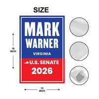 Mark Warner For Virginia Senate 2026 Garden Flag, Double Sided, 2026 Senate Flag, Elections Flag, Anti-Trump, Race Red White & Blue Flag