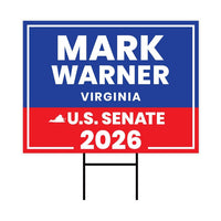 Mark Warner For Virginia Senate 2026 Yard Sign, Corrugated Plastic Senate Elections, Race Red White & Blue Yard Sign with Metal H-Stake