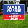 Mark Warner For Virginia Senate 2026 Yard Sign, Corrugated Plastic Senate Elections, Race Red White & Blue Yard Sign with Metal H-Stake