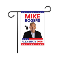 Mike Rogers For Michigan Senate 2026 Garden Flag, Double Sided, 2026 Senate Flag, Elections Flag, Race Red White & Blue Flag