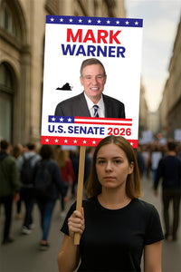Mark Warner For Virginia Senate 2026 Election Sign, Anti-Trump Sign, Political Campaign Sign, Senate Election 2026 Race Poster Sign