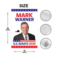 Mark Warner For Virginia Senate 2026 Garden Flag, Double Sided, 2026 Senate Flag, Elections Flag, Anti-Trump, Race Red White & Blue Flag