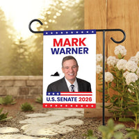 Mark Warner For Virginia Senate 2026 Garden Flag, Double Sided, 2026 Senate Flag, Elections Flag, Anti-Trump, Race Red White & Blue Flag