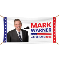 Mark Warner For Virginia U.S. Senate Banner Sign, 13 oz Waterproof US Senate Election 2026, Democratic Vinyl Banner With Metal Grommets