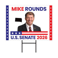 Mike Rounds For South Dakota Senate 2026 Yard Sign, Corrugated Plastic Senate Elections, Race Red White & Blue Yard Sign with Metal H-Stake