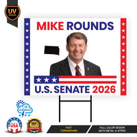 Mike Rounds For South Dakota Senate 2026 Yard Sign, Corrugated Plastic Senate Elections, Race Red White & Blue Yard Sign with Metal H-Stake