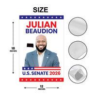 Julian Beaudion For South Dakota Senate 2026 Garden Flag, Double Sided, 2026 Senate Flag, Elections Flag, Race Red White & Blue Flag