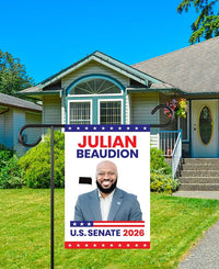 Julian Beaudion For South Dakota Senate 2026 Garden Flag, Double Sided, 2026 Senate Flag, Elections Flag, Race Red White & Blue Flag