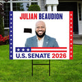 Julian Beaudion For South Dakota Senate 2026 Yard Sign, Corrugated Senate Elections, Race Red White & Blue Yard Sign with Metal H-Stake