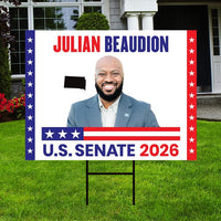 Julian Beaudion For South Dakota Senate 2026 Yard Sign, Corrugated Senate Elections, Race Red White & Blue Yard Sign with Metal H-Stake