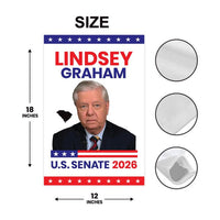 Lindsey Graham For South Carolina Senate 2026 Garden Flag, Double Sided, 2026 Senate Flag, Elections Flag, Race Red White & Blue Flag