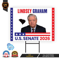 Lindsey Graham For South Carolina Senate 2026 Yard Sign, Corrugated Senate Elections, Race Red White & Blue Yard Sign with Metal H-Stake