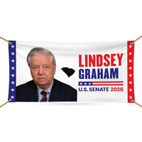 Lindsey Graham For South Carolina U.S. Senate Banner Sign, 13 oz Waterproof US Senate Election 2026 Vinyl Banner With Metal Grommets