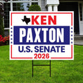 Ken Paxton For Texas Senate 2026 Yard Sign, Corrugated Plastic Senate Elections, Race Red White & Blue Yard Sign with Metal H-Stake
